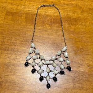 Elegant Black and White Statement Necklace